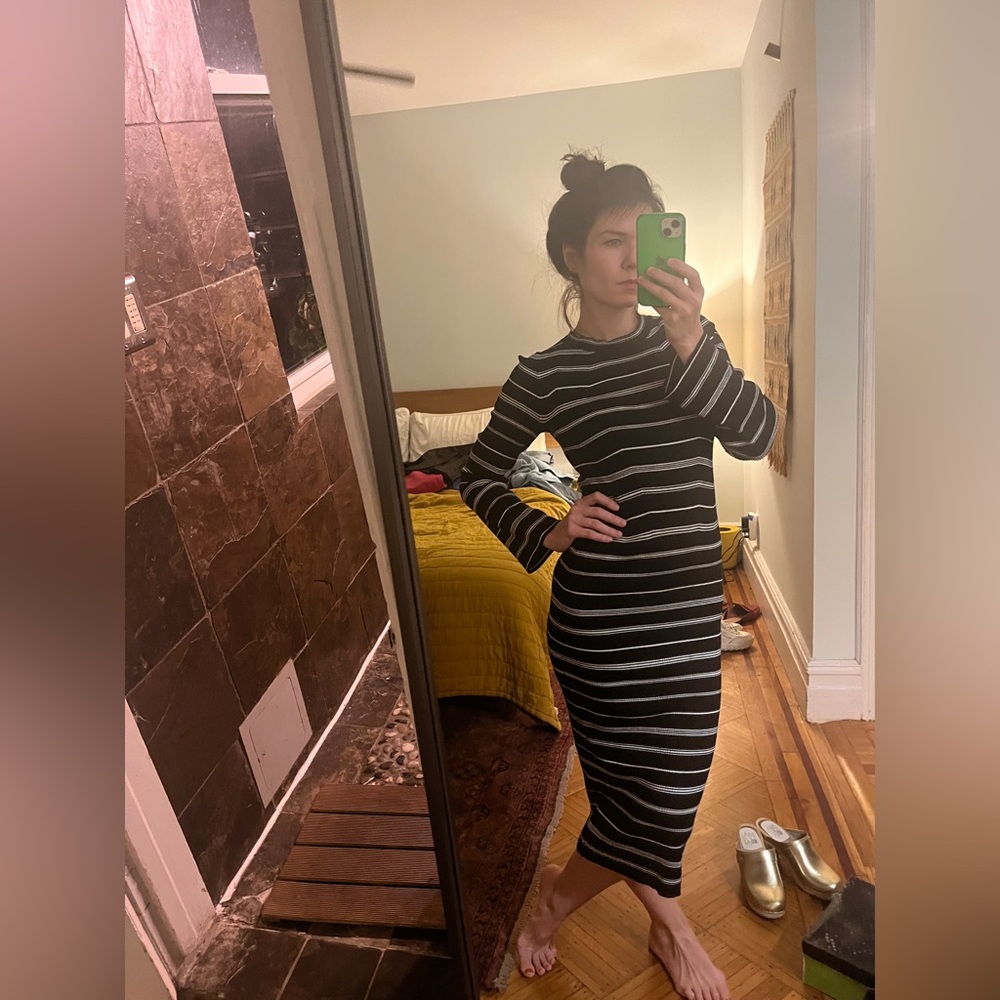 J. Crew ribbed midi striped sweater dress black and white XS XXS
